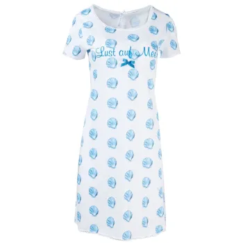 Louis&Louisa, Nachthemd, Lust auf Meer Druck Muscheln blau allover, front